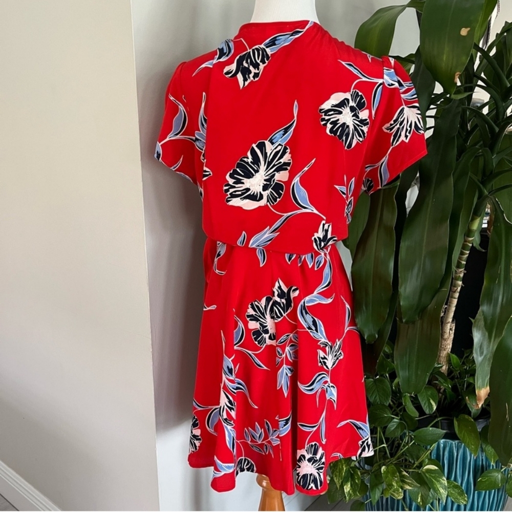 Anthropologie Red Floral Mini Dress - Picture 4 of 8